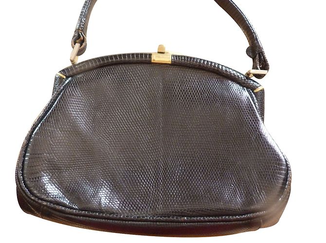 Autre Marque Handtasche aus schwarzem Eidechsenleder - Ansicht 2