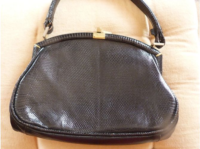 Autre Marque Handtasche aus schwarzem Eidechsenleder - Ansicht 4