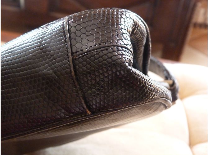 Autre Marque Handtasche aus schwarzem Eidechsenleder - Ansicht 5