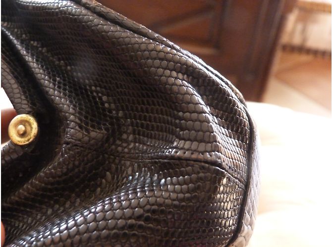 Autre Marque Handtasche aus schwarzem Eidechsenleder - Ansicht 6