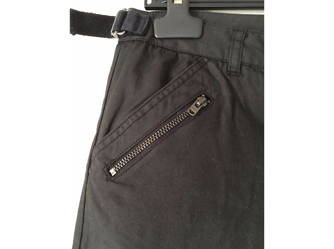 Pantalón recto de algodón recubierto negro Comptoir Des Cotonniers - vista 3