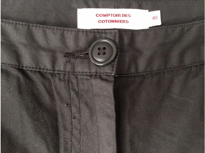 Pantalón recto de algodón recubierto negro Comptoir Des Cotonniers - vista 4