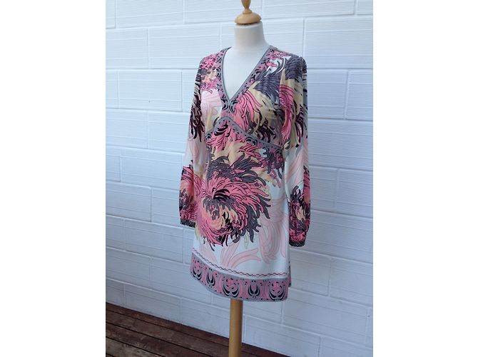Vestido curto Hale Bob estampado com decote em V e pérolas Multicor - vista 3