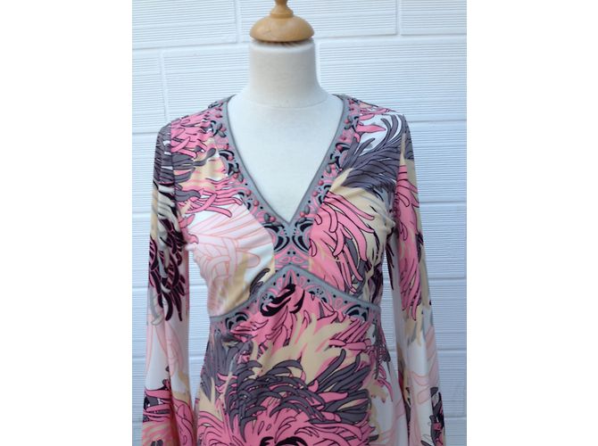 Vestido curto Hale Bob estampado com decote em V e pérolas Multicor - vista 5