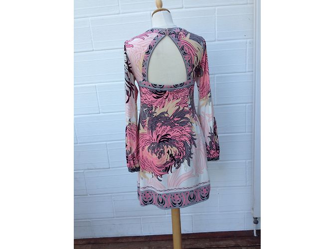 Vestido curto Hale Bob estampado com decote em V e pérolas Multicor - vista 7