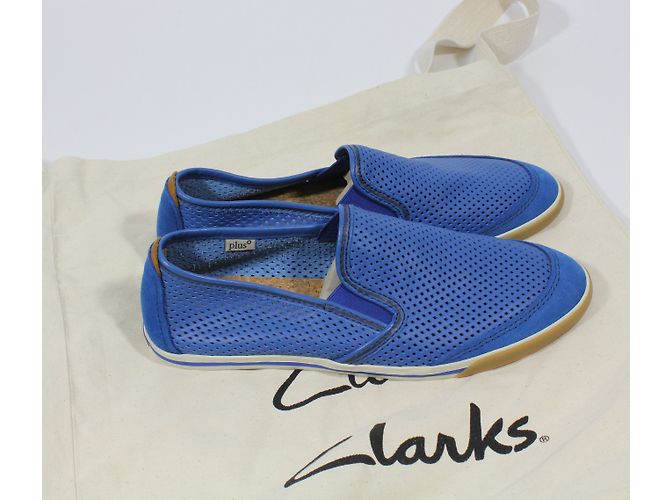 Sneakers Tennis Clarks in pelle traforata blu - vista 4