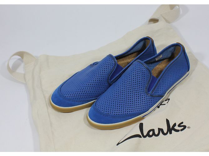 Sneakers Tennis Clarks in pelle traforata blu - vista 5
