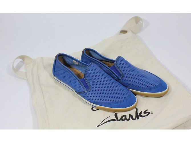Sneakers Tennis Clarks in pelle traforata blu - vista 6