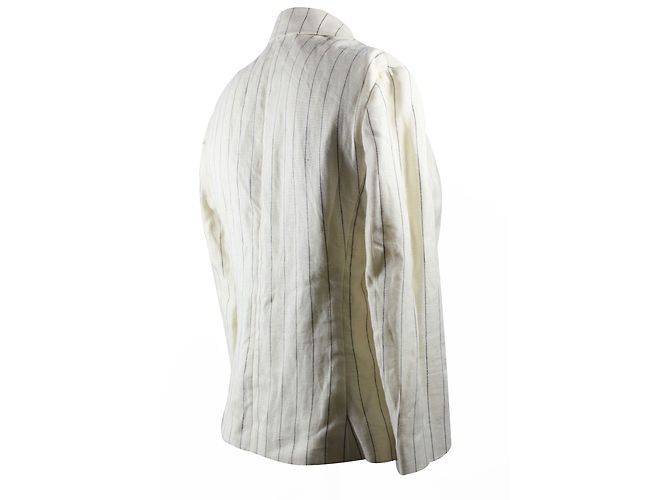 Giacca Ralph Lauren in lino crema a righe blu - vista 2