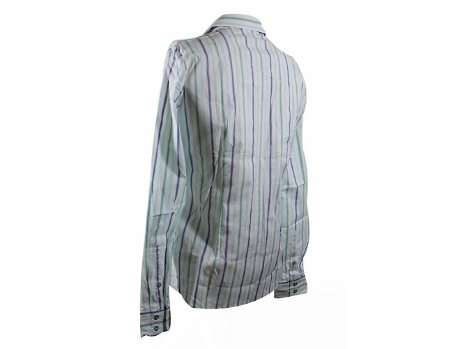Camisa Lacoste listrada branca verde e azul Branco - vista 2