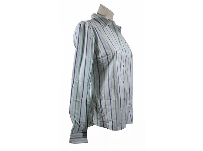 Camisa Lacoste listrada branca verde e azul Branco - vista 4