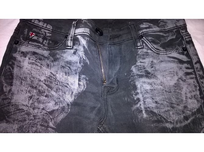 Vaqueros Skinny Hudson Negros con Manchas Blancas Talla 25 - vista 3