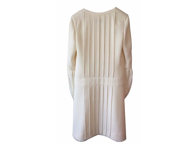 Chanel Vestido de abrigo de lana blanco con mangas de gasa - vista 2