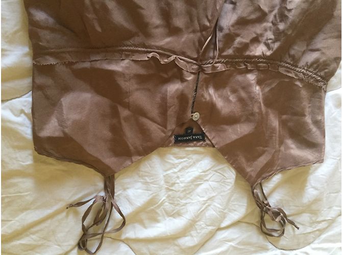 Top de seda Tara Jarmon marrón claro talla 40 - vista 3