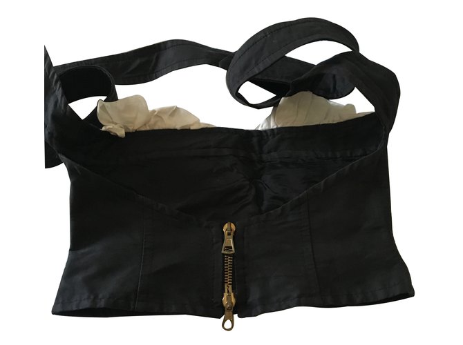 Top in cotone Dsquared2 bianco e nero - vista 3