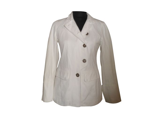 Burberry London Jacke Weiß Baumwolle - Ansicht 2