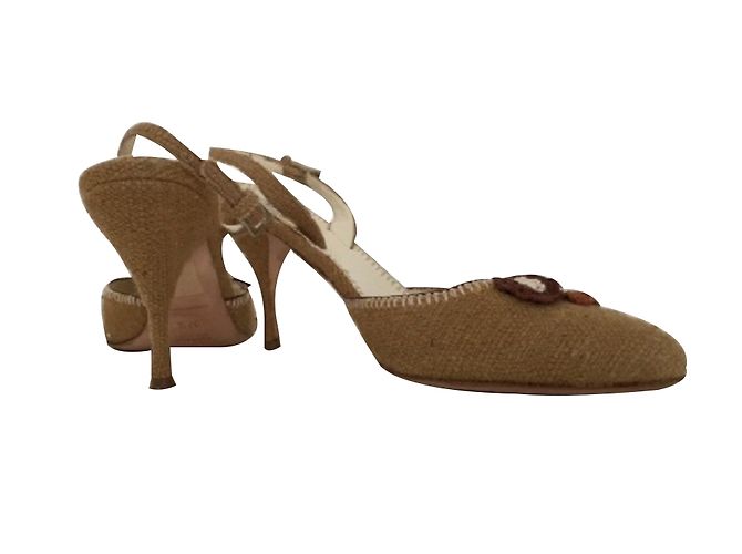 Prada Riemchen Pumps Beige Stoff 37.5 - Ansicht 2