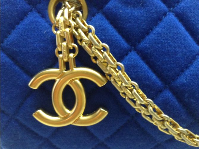 Borsa a mano Mademoiselle Chanel Blu Jersey - vista 2