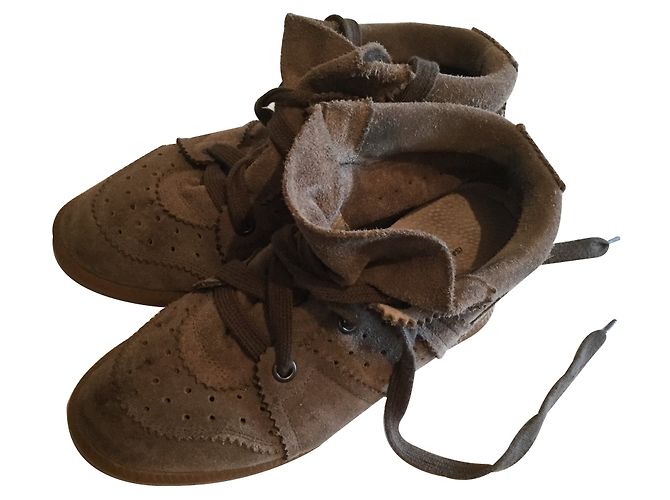 Isabel Marant Bobby Sneakers Taupe Deerskin - view 2