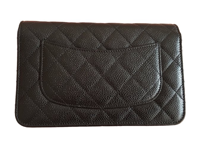 Wallet On Chain Chanel Caviale nero WOC - vista 2