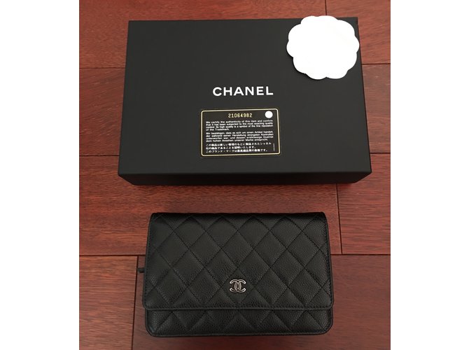 Wallet On Chain Chanel Caviale nero WOC - vista 5