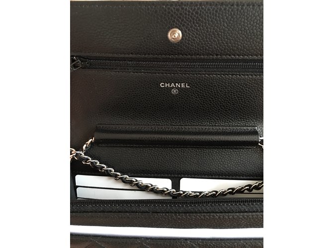 Wallet On Chain Chanel Caviale nero WOC - vista 6