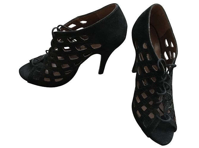 Zara Sandalen aus Wildleder Schwarz Größe 38 - Ansicht 2