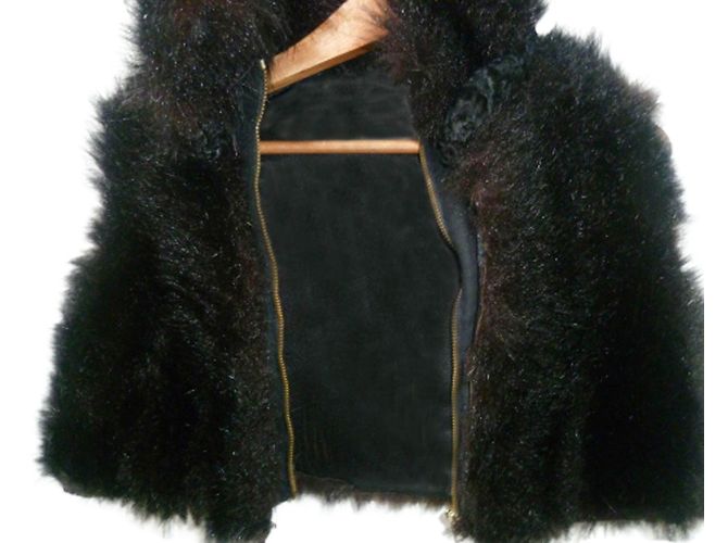 Autre Marque Bolero de piel real negro - vista 2