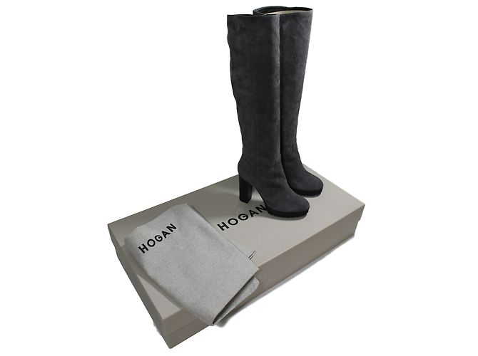 Botas Hogan Nuevo Tacco de ante gris talla 35 - vista 10