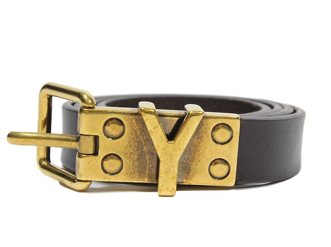 Cintura Yves Saint Laurent in pelle marrone - vista 3