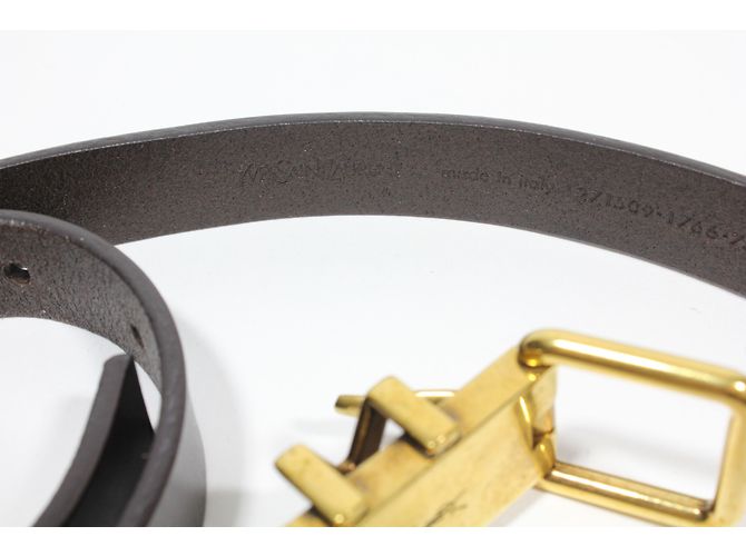 Cintura Yves Saint Laurent in pelle marrone - vista 6