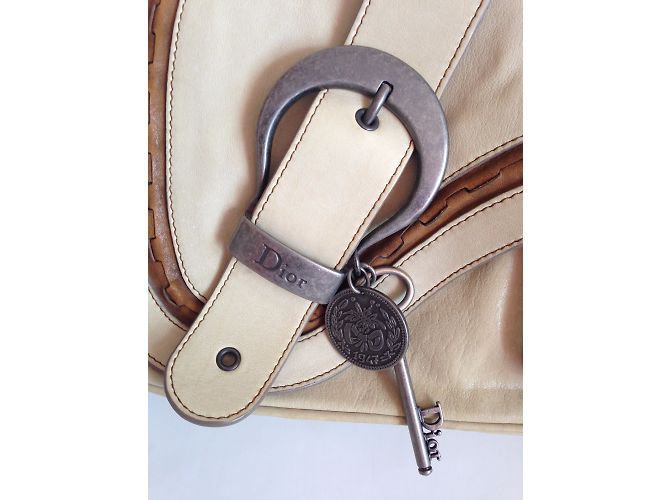 Dior Gaucho in pelle beige con hardware argento - vista 8