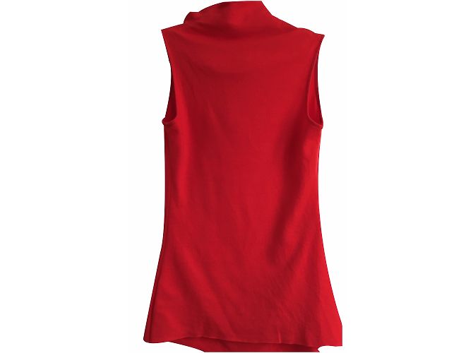 Helmut lang cowl neck drapped light wool Top in red - view 2