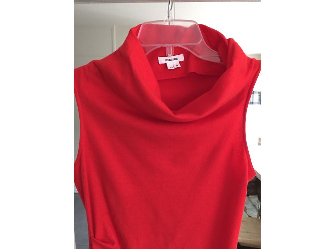 Helmut lang cowl neck drapped light wool Top in red - view 3