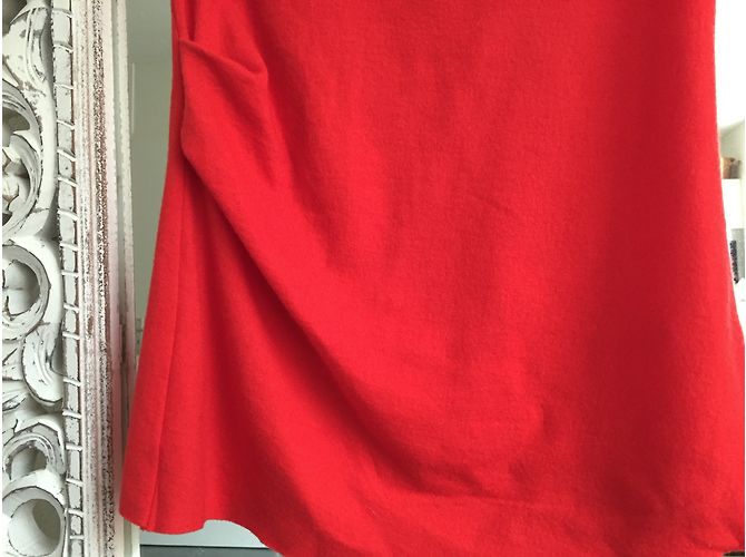 Helmut lang cowl neck drapped light wool Top in red - view 5