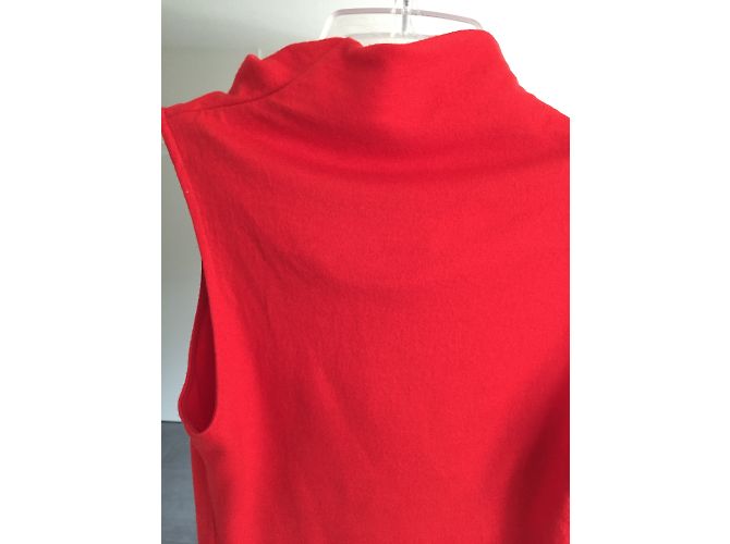 Helmut lang cowl neck drapped light wool Top in red - view 6