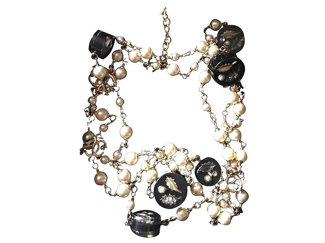 Chanel Collar largo de perlas Eggshell Blanco roto - vista 2