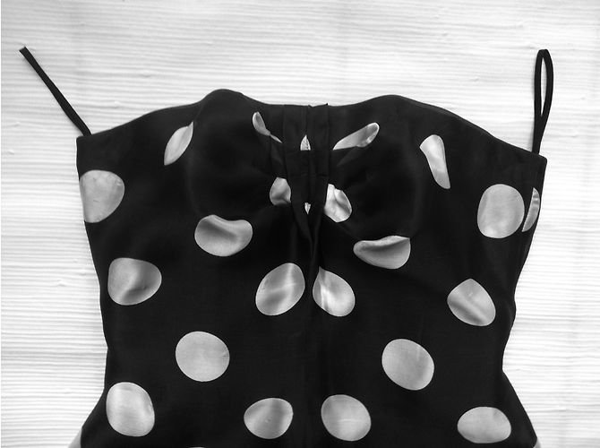 Vestido de seda Giorgio Armani com estampa de bolinhas e bustier Multicor - vista 3