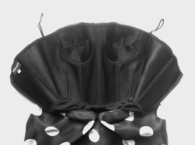 Vestido de seda Giorgio Armani com estampa de bolinhas e bustier Multicor - vista 4