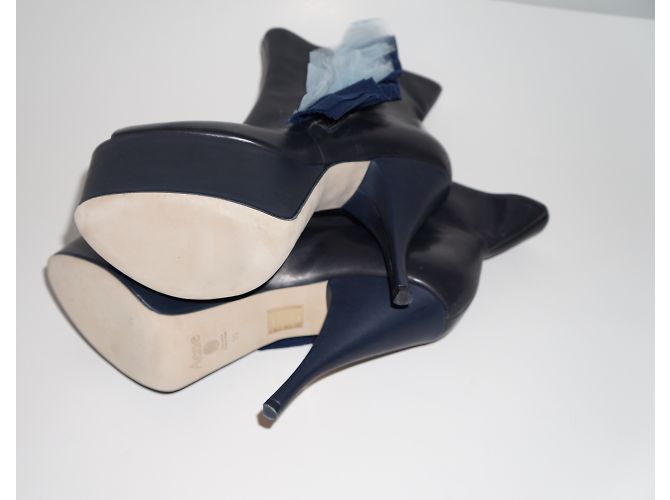 Stivaletti Acne Studios con volant in pelle nera 39 Nero - vista 4