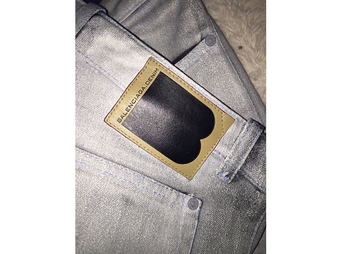 Vaqueros Balenciaga de denim gris encerado - vista 7
