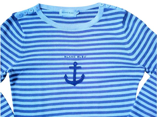Autre Marque Blanc Bleu Jersey de algodón azul con rayas - vista 2