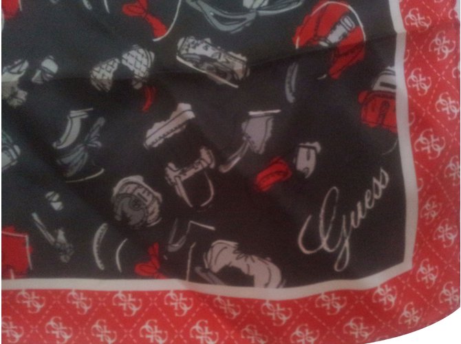 Sciarpa in seta Guess Grigia e Rossa Multicolore - vista 2