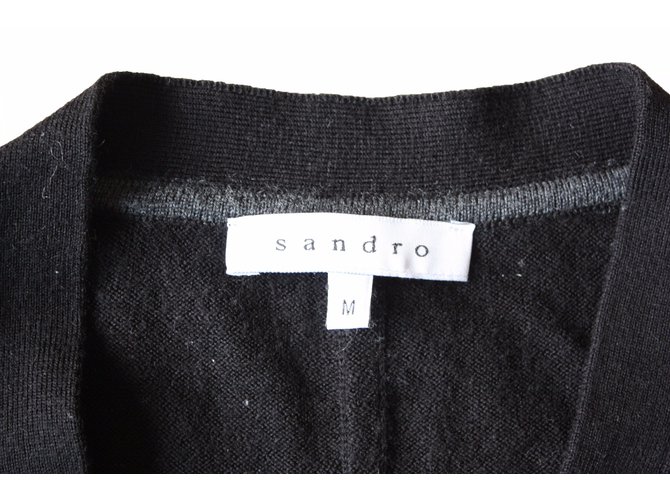 Sandro Strickjacke aus Wolle schwarz - Ansicht 2