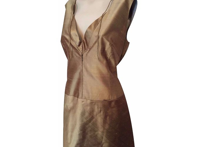 Autre Marque Kartalis Paris Seidenkleid A-Linie Bronze - Ansicht 2