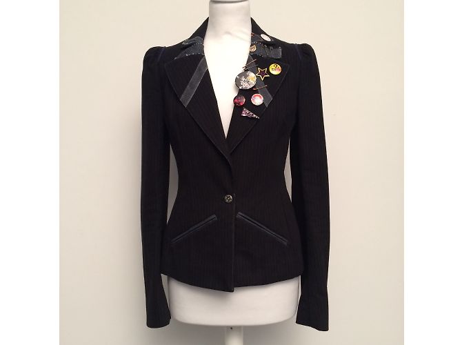 Blazer Just Cavalli Blu Notte Gessato Cotone - vista 3