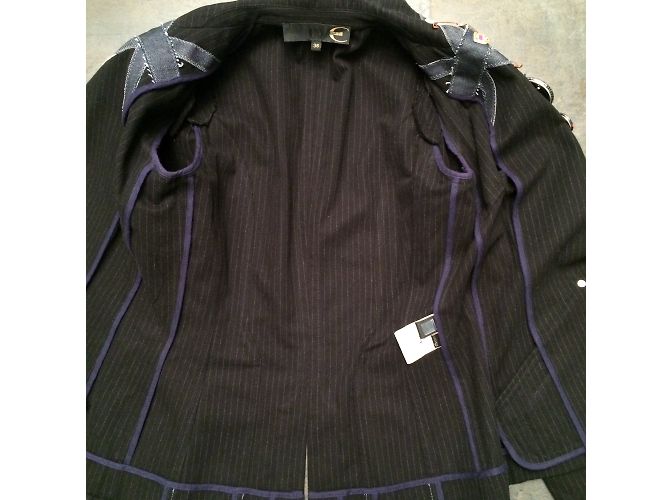 Blazer Just Cavalli Blu Notte Gessato Cotone - vista 7