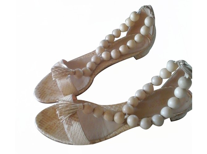 Sergio Rossi Python Sandalen Beige Größe 39 - Ansicht 2