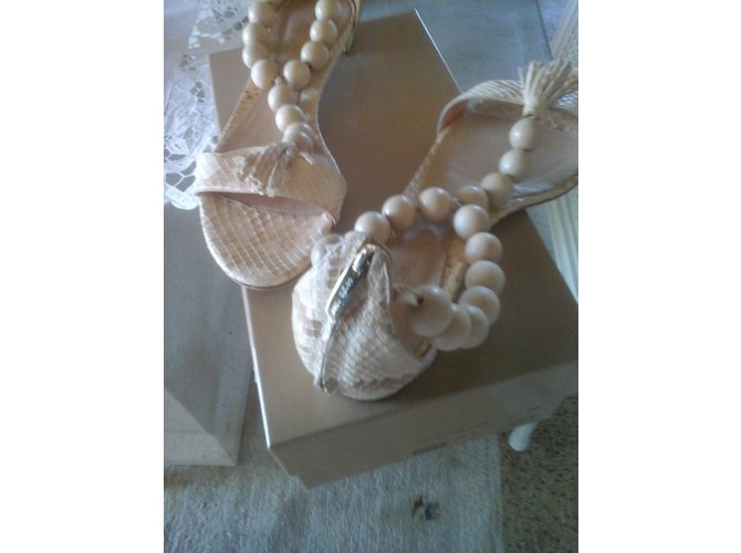 Sergio Rossi Python Sandalen Beige Größe 39 - Ansicht 5
