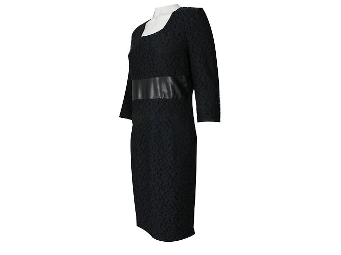 Vestido negro de algodón y encaje Apostrophe - vista 3